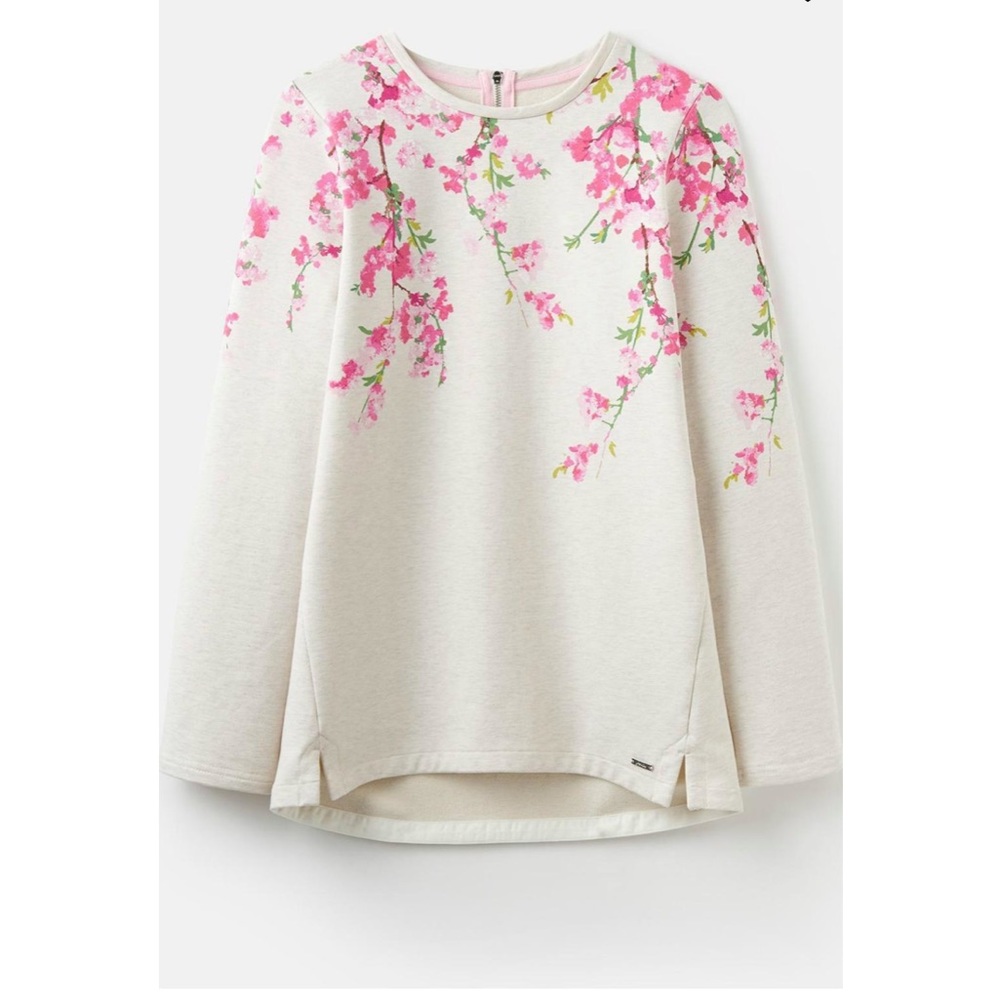 Joules Cream Sweatshirt with Pink Floral Design